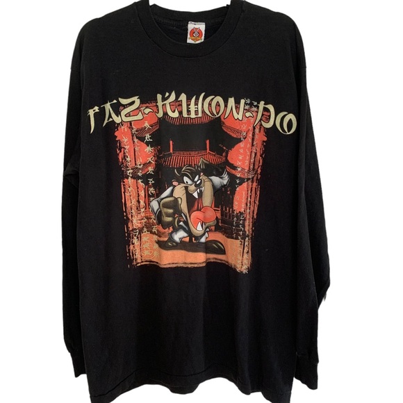 Looney Tunes Vintage 1998 Taz Kwon Do Long Sleeve Graphic Tee X Large - Picture 1 of 5